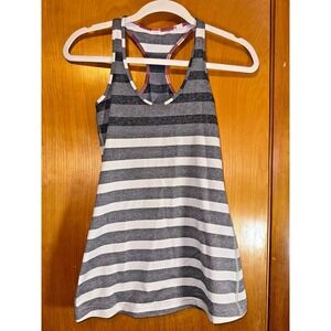 Lululemon 2 Cool Athletic Racerback Tank Marshmallow Ombre Stripe Gray Black